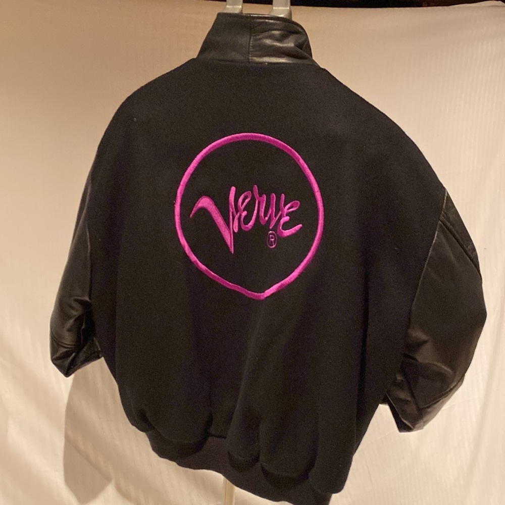 Rare “VERVE” Varsity Style Leather Jacket -Sz. XL